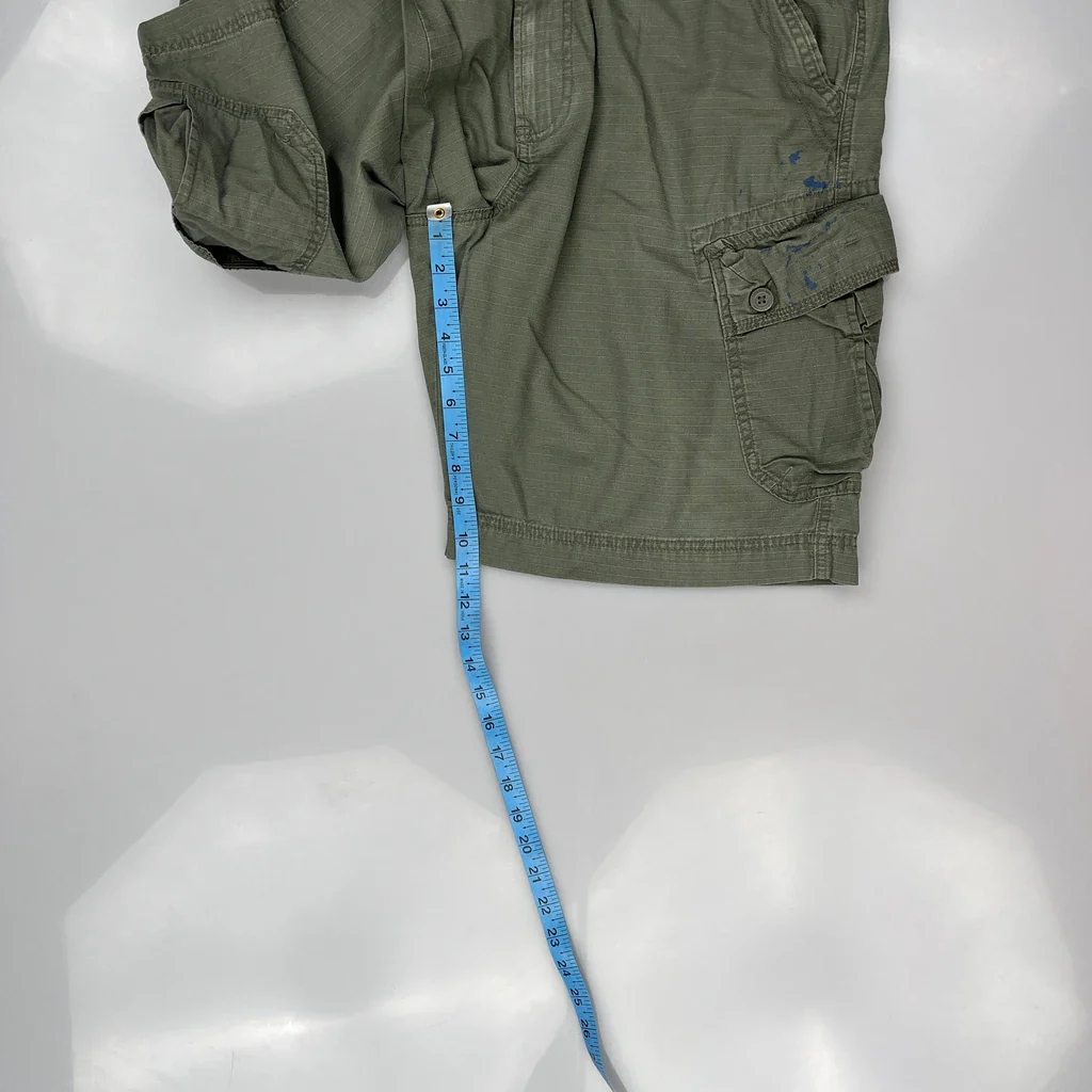 Calvin Klein Jeans Cargo Shorts - 38W 11L Green Cotton - Image 5