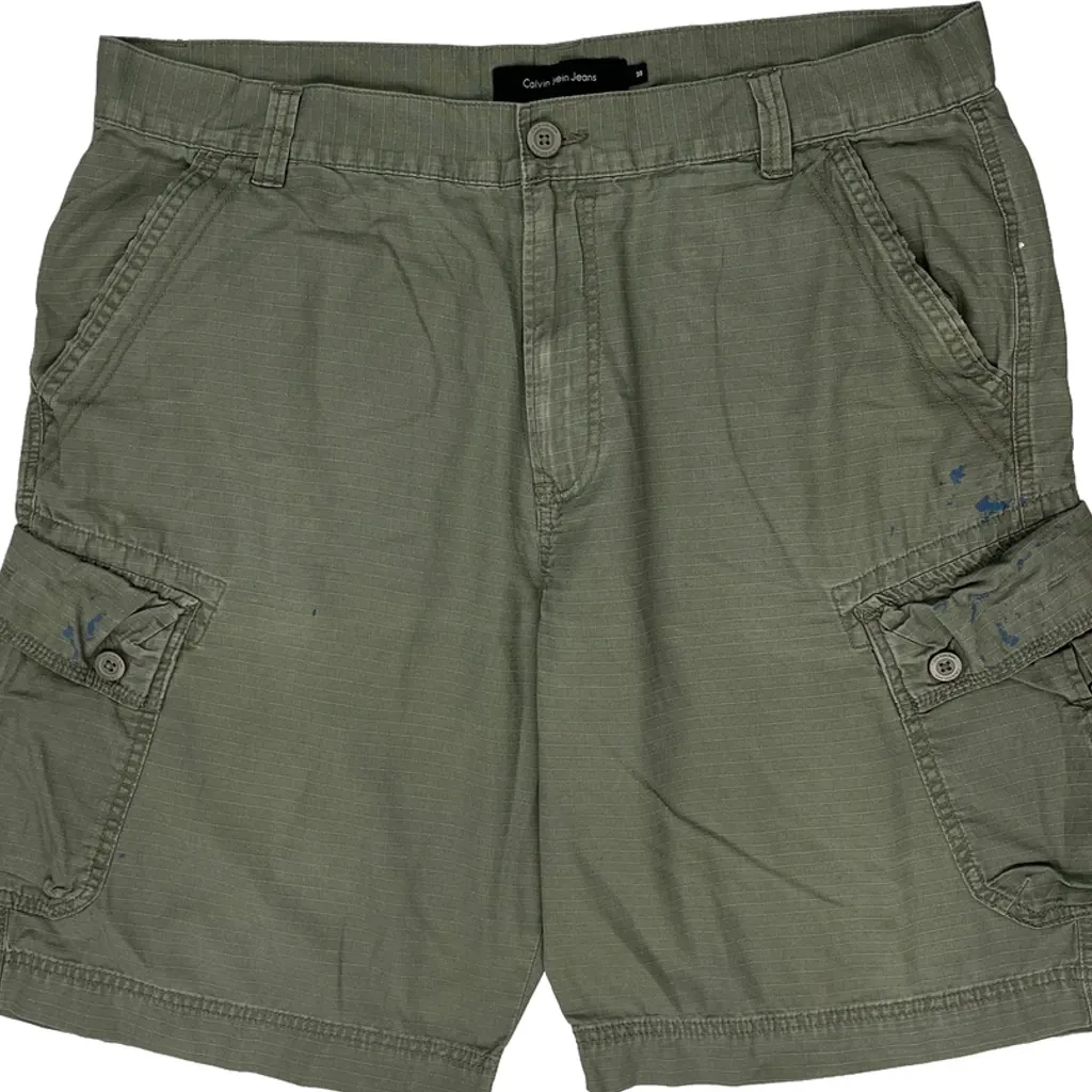 Calvin Klein Jeans Cargo Shorts - 38W 11L Green Cotton - Image 9