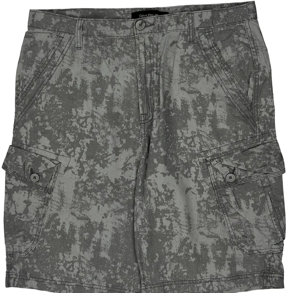 Calvin Klein Jeans Camo Cargo Shorts - 34W 11L Grey Cotton - Image 9