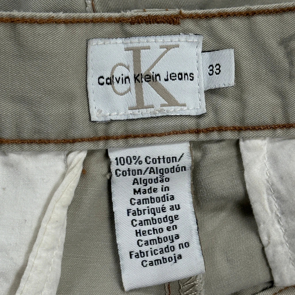 Calvin Klein Jeans Cargo Shorts - 32W 10L Khaki Cotton - Image 5