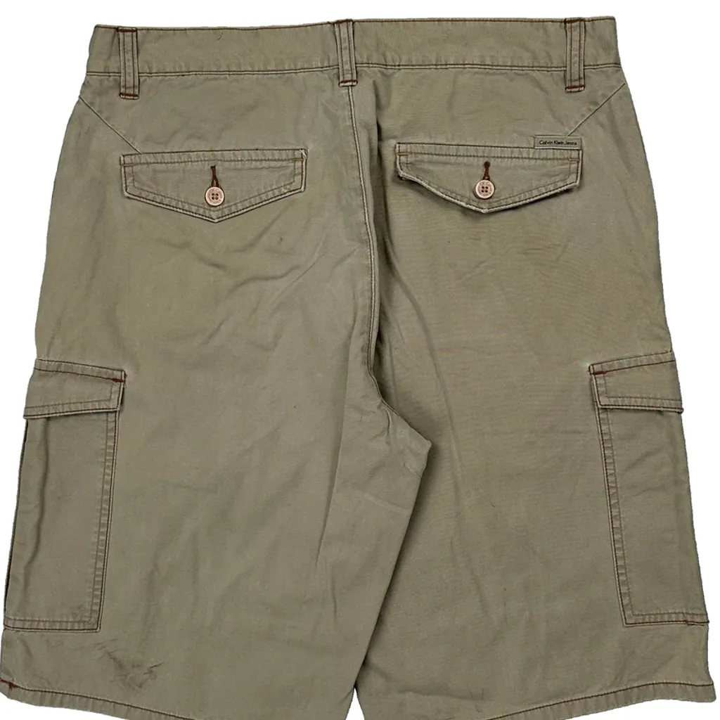 Calvin Klein Jeans Cargo Shorts - 32W 10L Khaki Cotton - Image 7