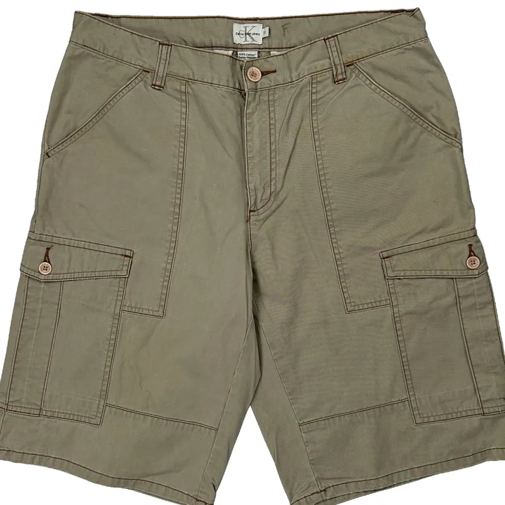 Calvin Klein Jeans Cargo Shorts - 32W 10L Khaki Cotton - Image 8