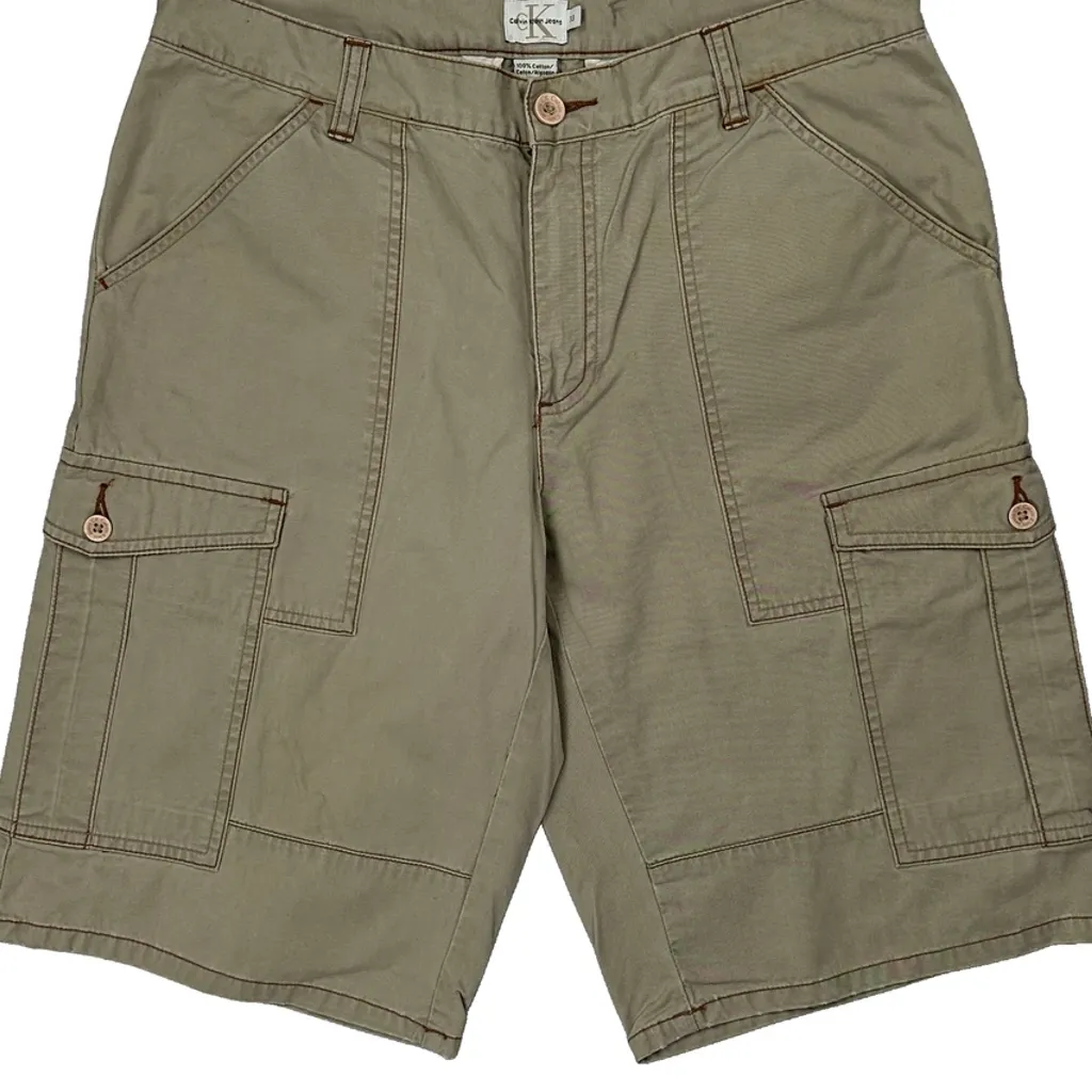 Calvin Klein Jeans Cargo Shorts - 32W 10L Khaki Cotton - Image 9