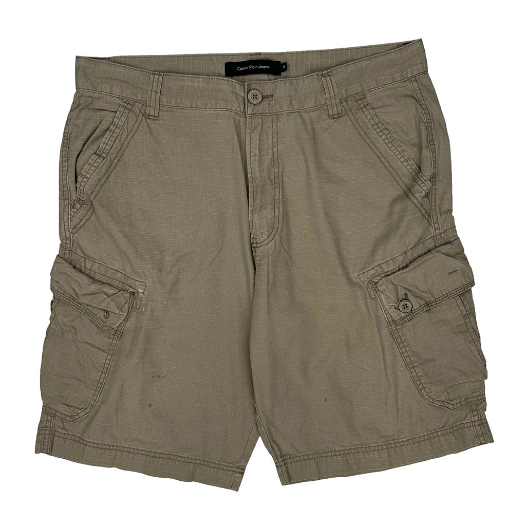 Calvin Klein Jeans Cargo Shorts - 36W 10L Khaki Cotton - Image 2