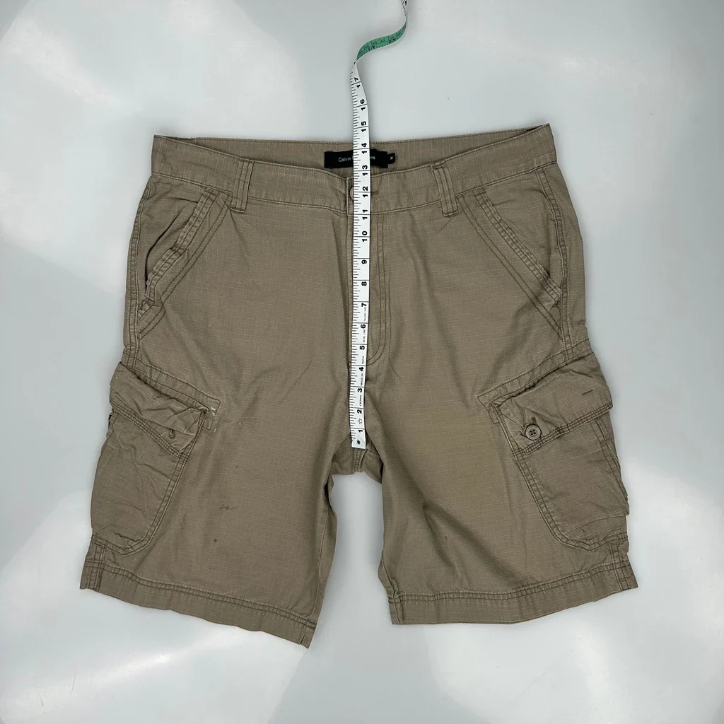 Calvin Klein Jeans Cargo Shorts - 36W 10L Khaki Cotton - Image 4