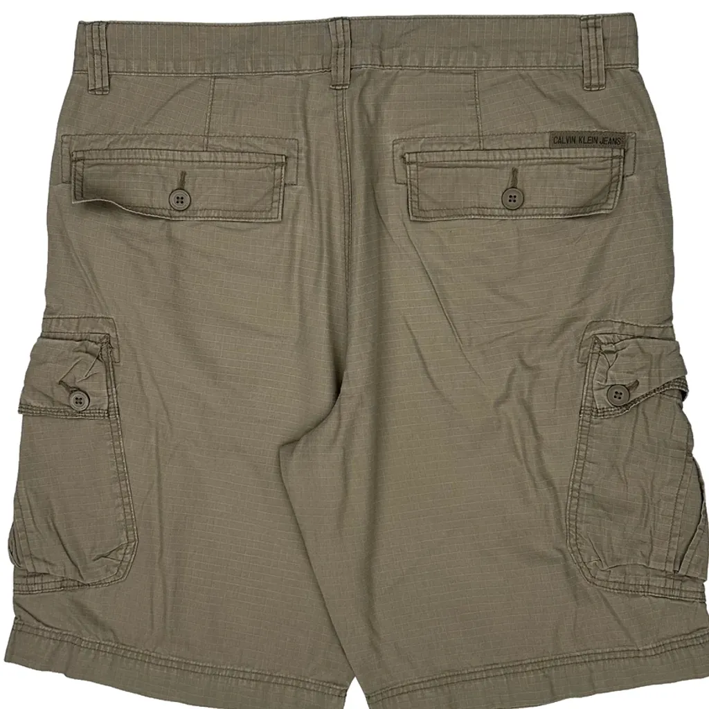 Calvin Klein Jeans Cargo Shorts - 36W 10L Khaki Cotton - Image 7