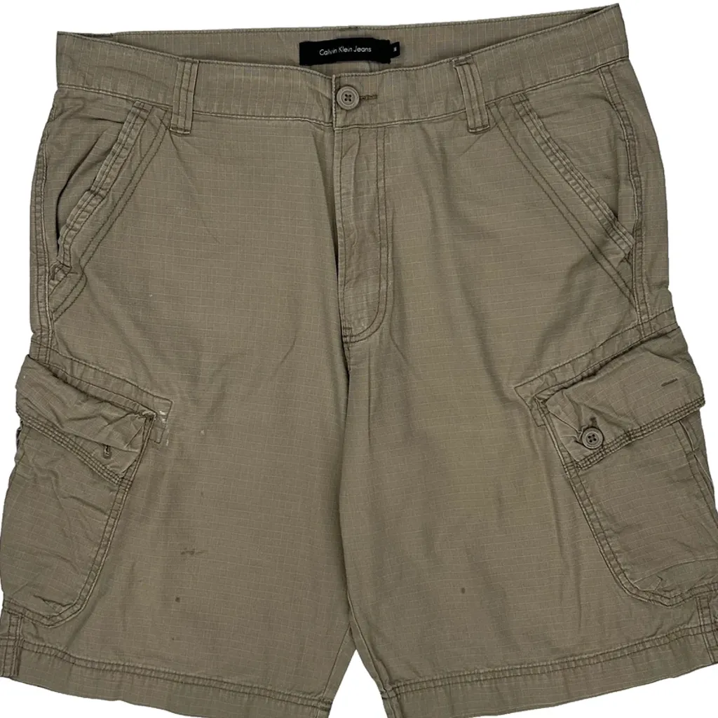 Calvin Klein Jeans Cargo Shorts - 36W 10L Khaki Cotton - Image 9