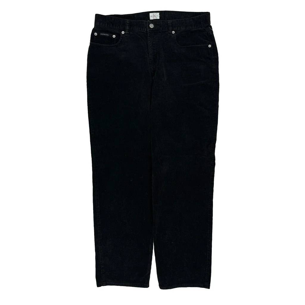 Calvin Klein Jeans Cord Trousers - 32″ Waist Black Cotton - Image 2