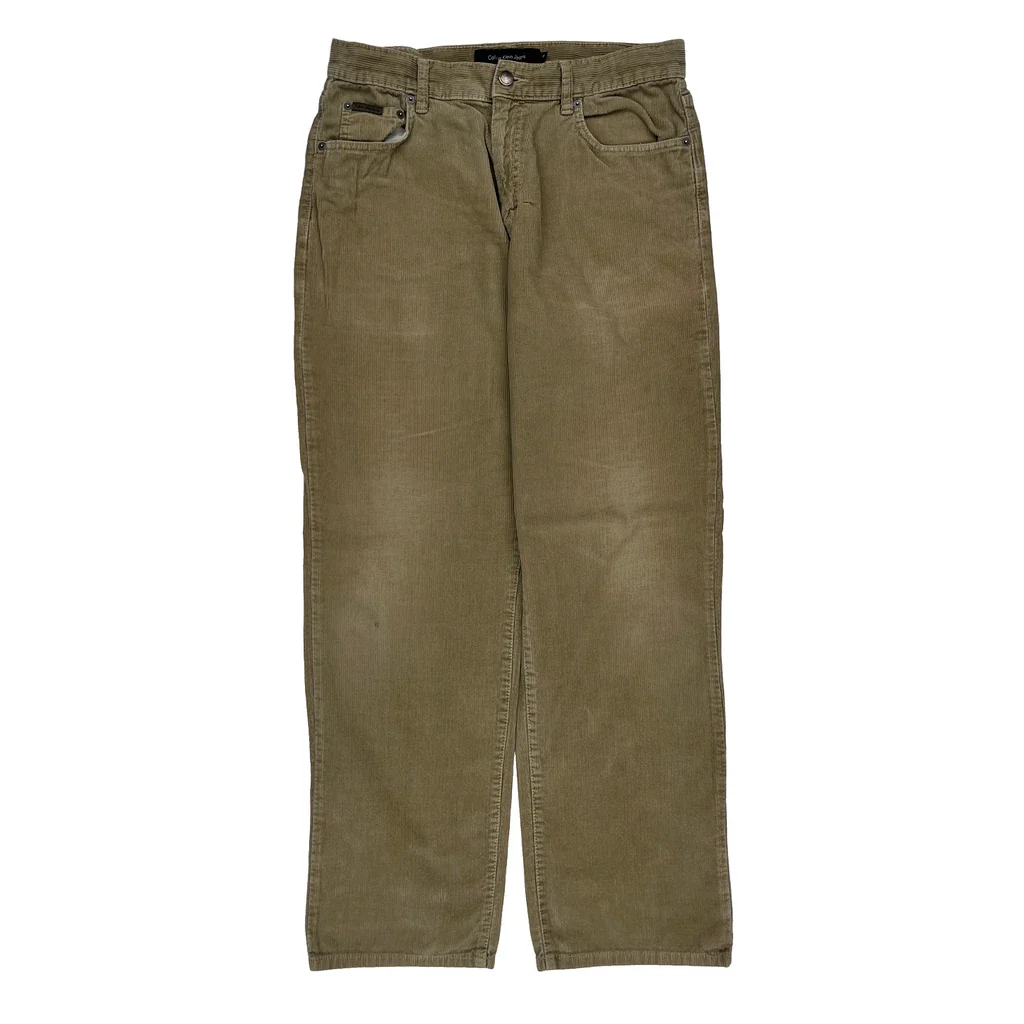 Calvin Klein Jeans Cord Trousers - 31″ Waist Khaki Corduroy - Image 2