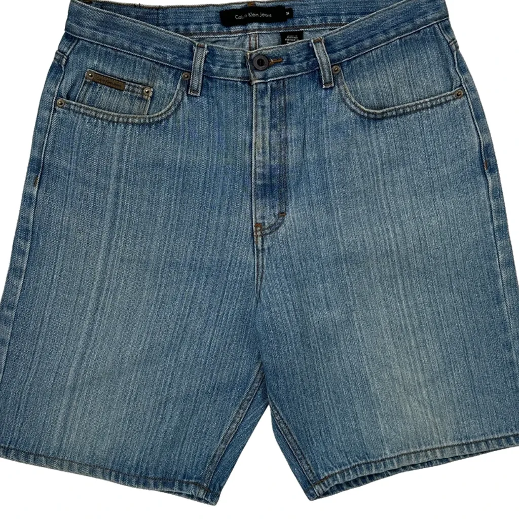 Calvin Klein Jeans Baggy Denim Shorts - 32W 9L Blue Cotton - Image 10