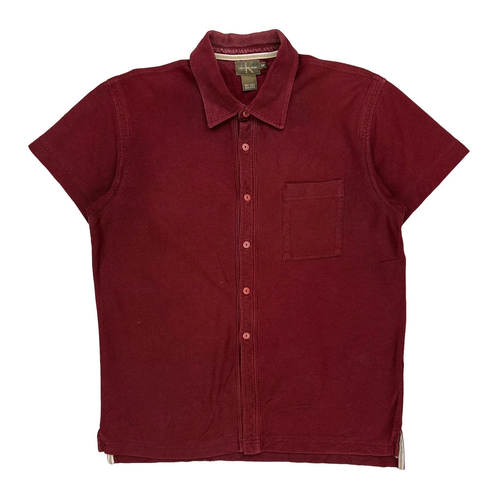 Calvin Klein Short Sleeve Shirt - Medium Red Cotton