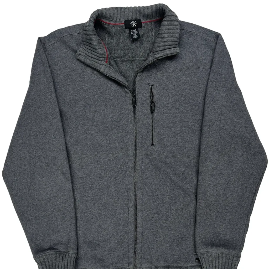 Calvin Klein Zip Up - XL Grey Cotton Blend - Image 4