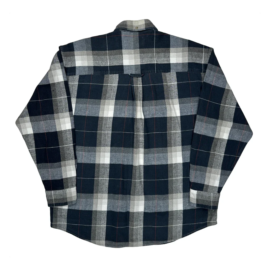 Cambridge Plaid Gant Checked Flannel Shirt - Large Grey Cotton - Image 2