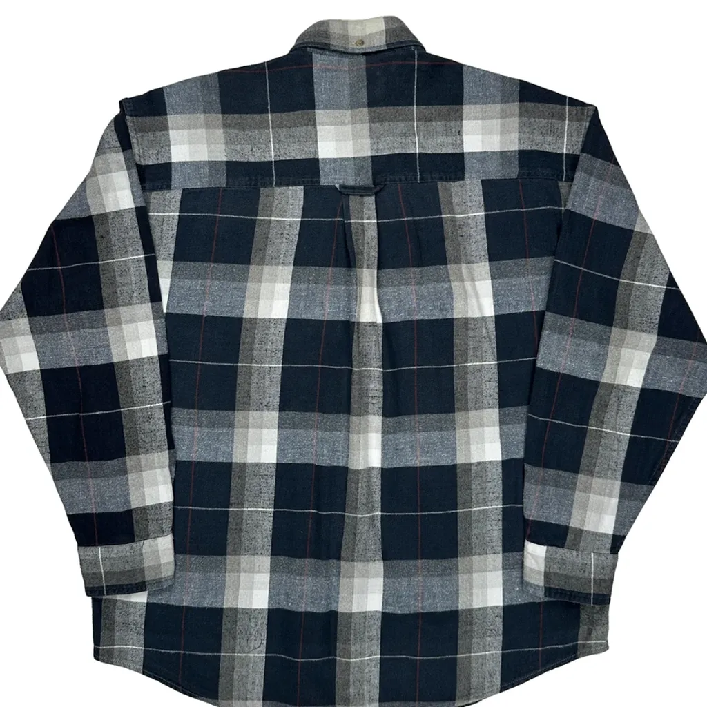 Cambridge Plaid Gant Checked Flannel Shirt - Large Grey Cotton - Image 6