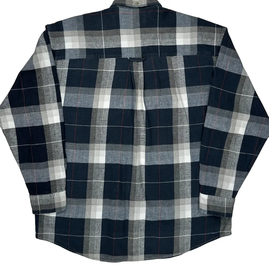 Cambridge Plaid Gant Checked Flannel Shirt - Large Grey Cotton - Image 7