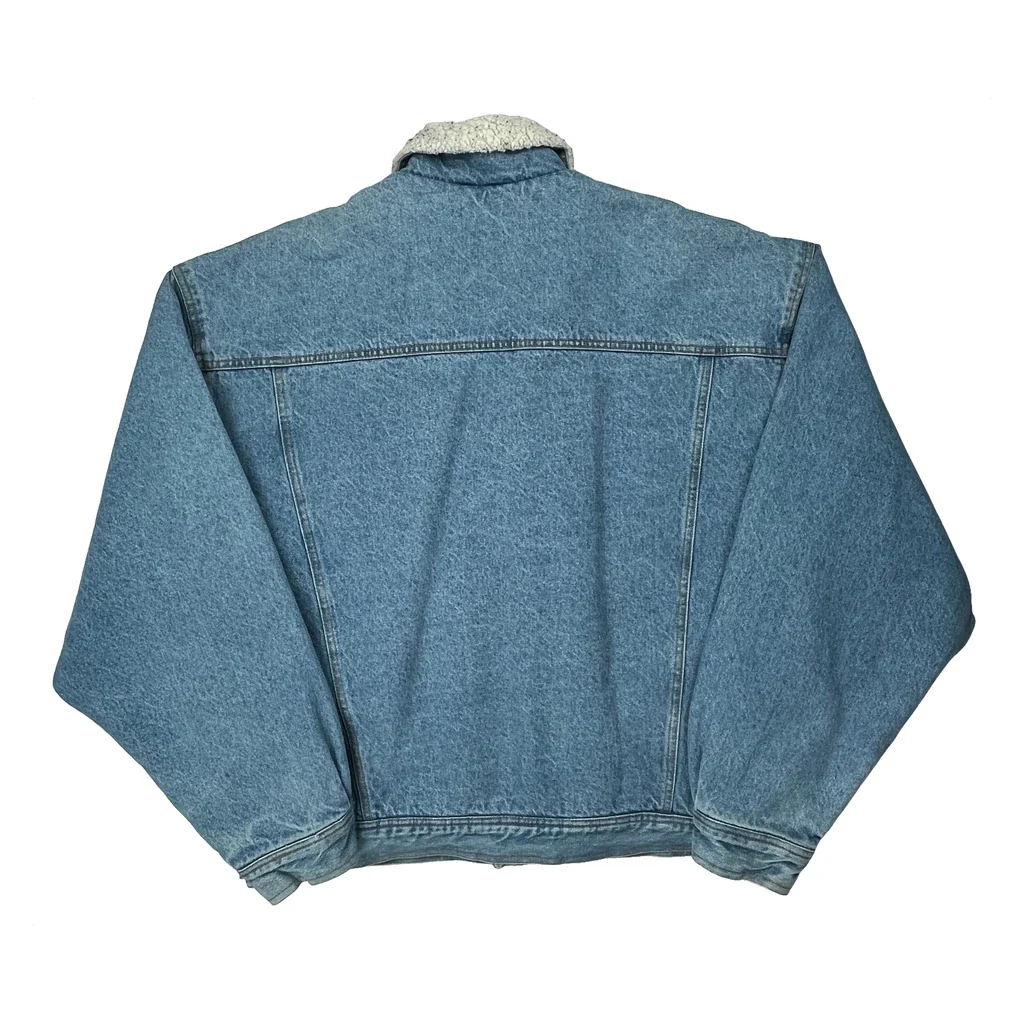 Camel Sherpa Lined Denim Jacket - XL Blue Denim - Image 2