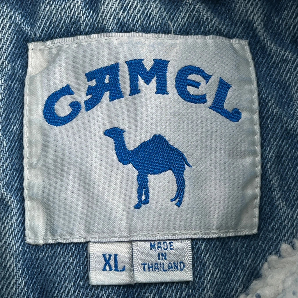 Camel Sherpa Lined Denim Jacket - XL Blue Denim - Image 3