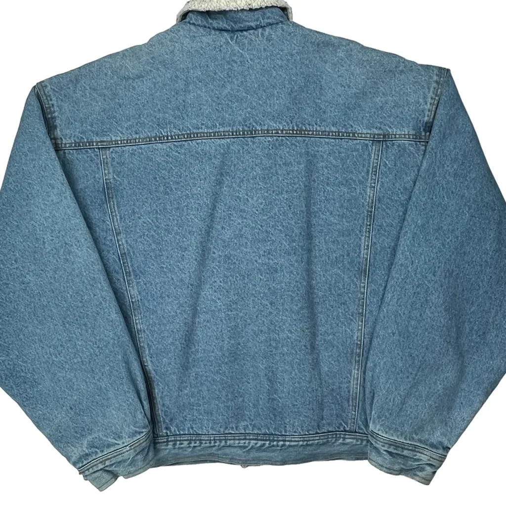 Camel Sherpa Lined Denim Jacket - XL Blue Denim - Image 6