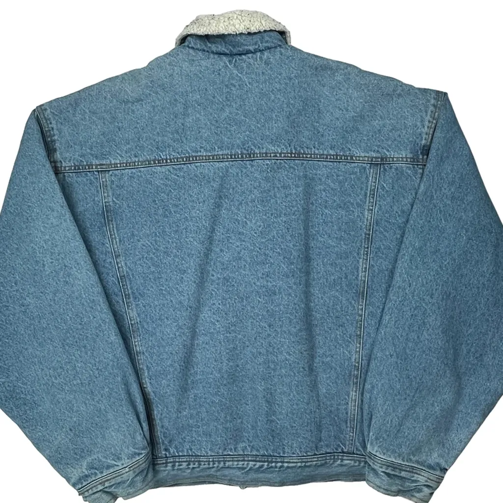 Camel Sherpa Lined Denim Jacket - XL Blue Denim - Image 7