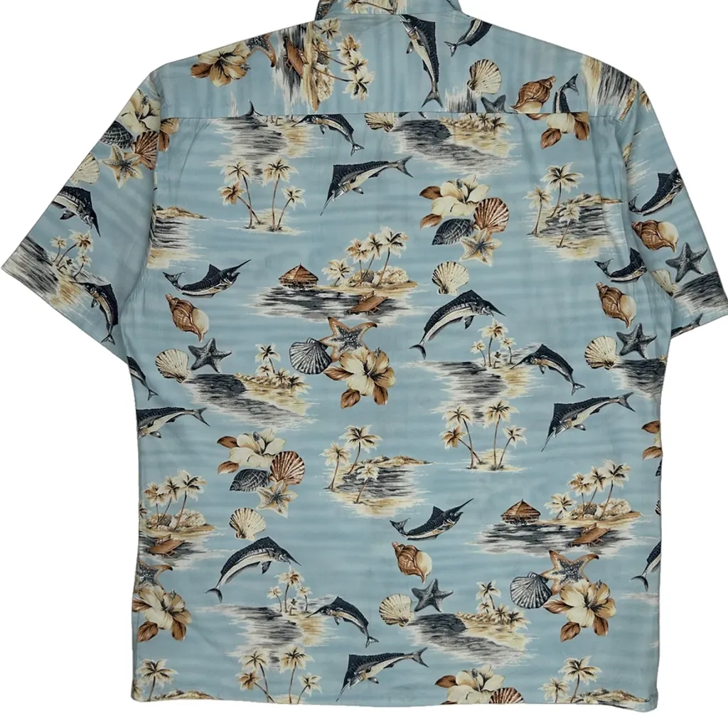 Campia Hawaiian Shirt - Large Blue Cotton - Image 6