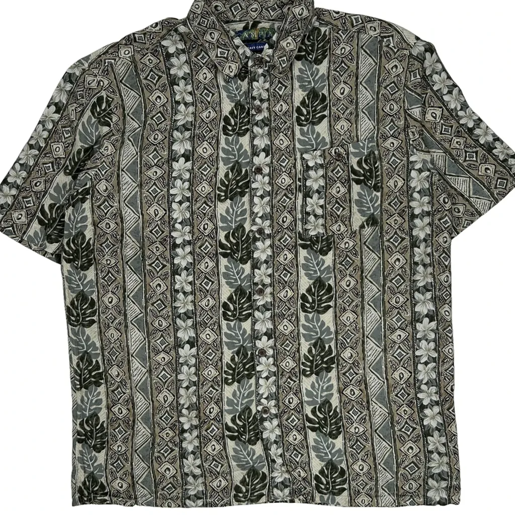 Campia Floral Hawaiian Shirt - Large Green Viscose - Image 4
