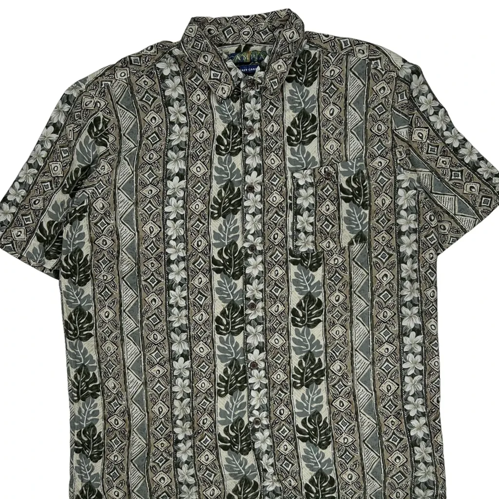 Campia Floral Hawaiian Shirt - Large Green Viscose - Image 5