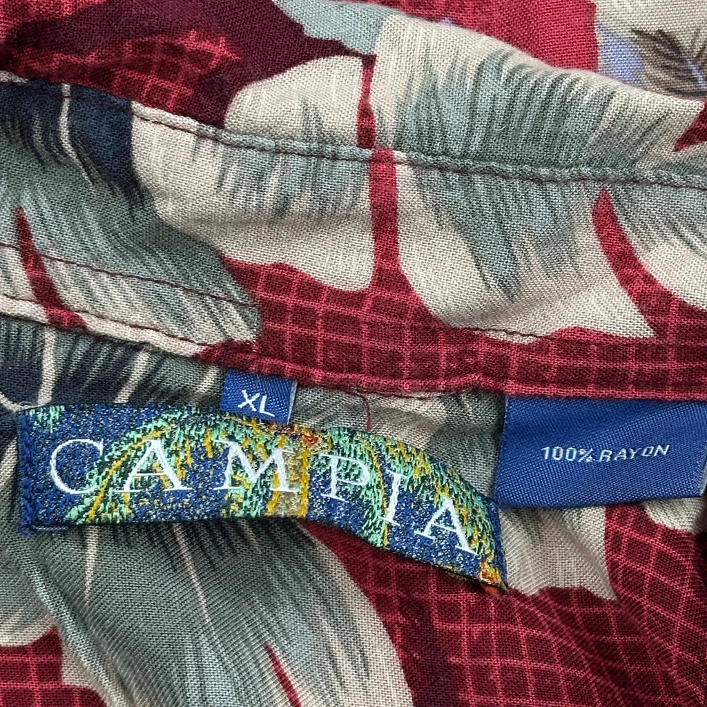 Campia Floral Hawaiian Shirt - XL Red Viscose - Image 3