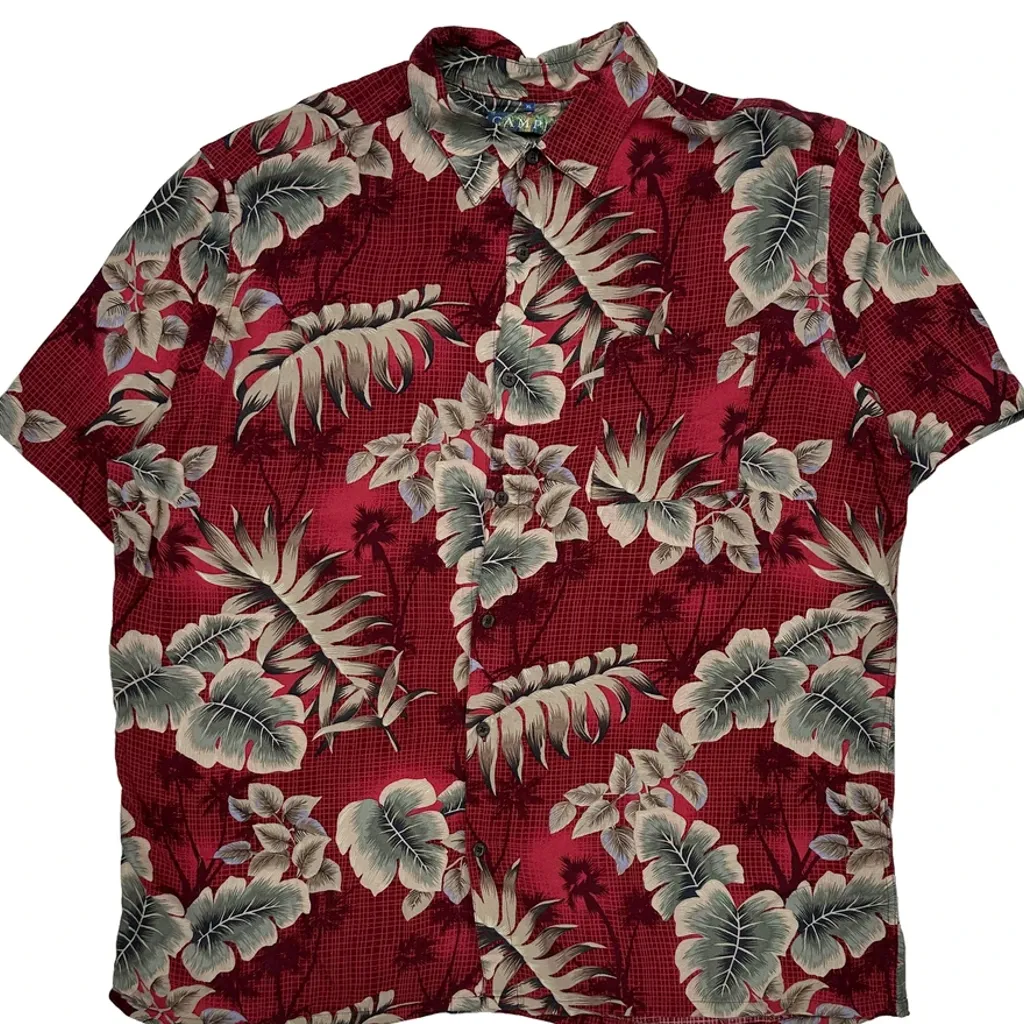 Campia Floral Hawaiian Shirt - XL Red Viscose - Image 5