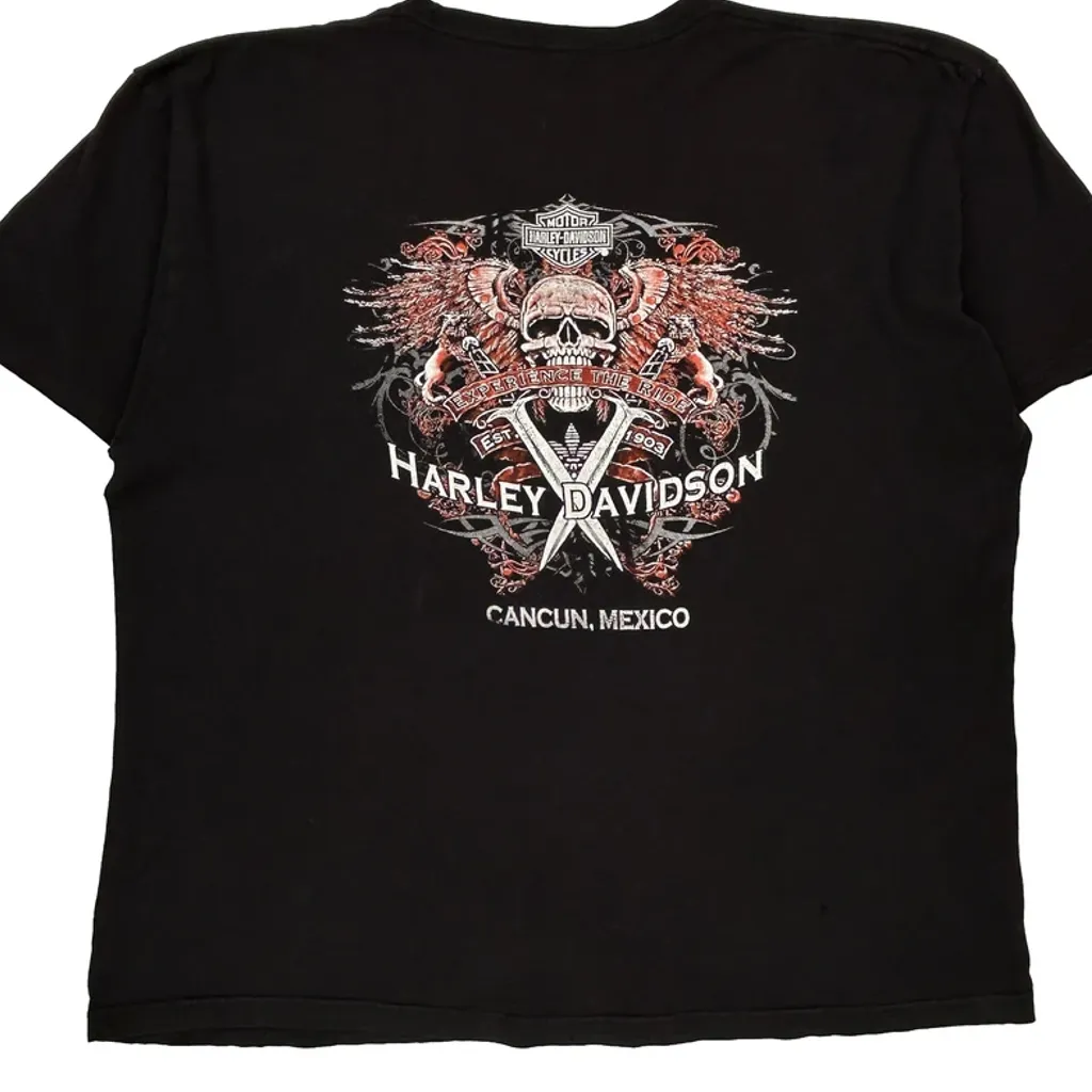 Cancun Mexico Harley Davidson Graphic T-Shirt - XL Black Cotton - Image 6