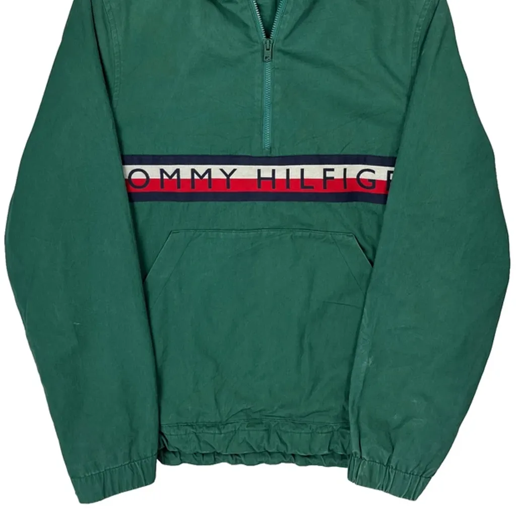 Canvas Tommy Hilfiger Spellout Anorak Windbreaker - Small Green Cotton - Image 4