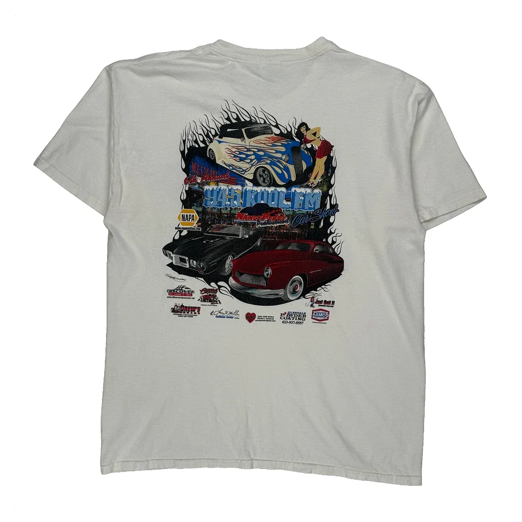 Car Show Gildan Graphic T-Shirt - Large White Cotton - Image 2