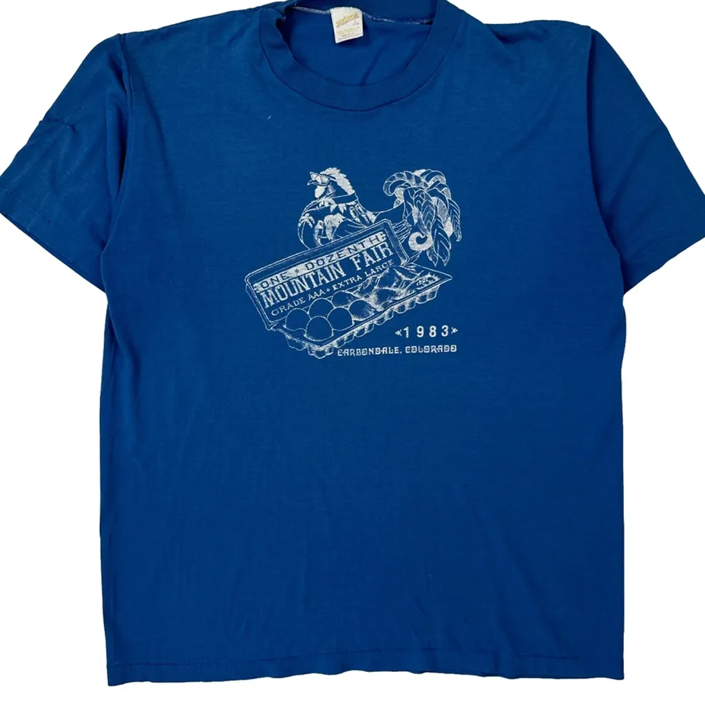 Carbondale Colorado Sportswear Single Stitch T-Shirt - Large Blue Cotton Blend - Image 4