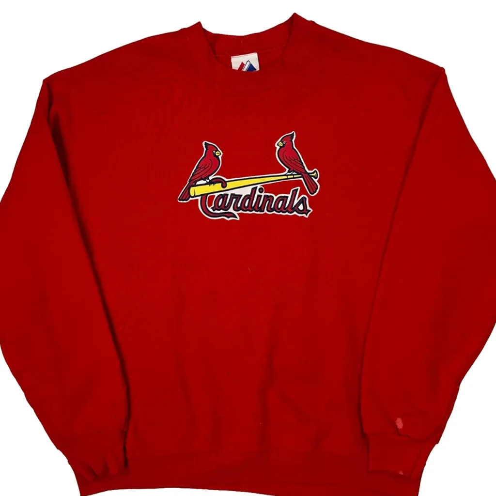Cardinals Majestic Graphic Sweatshirt - Large Red Cotton - Image 4