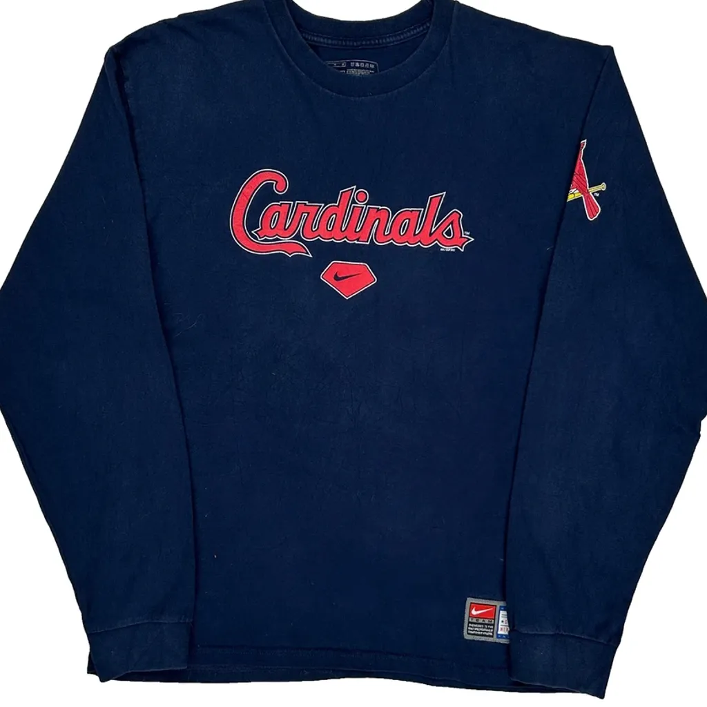 Cardinals Nike Mlb Long Sleeve T-Shirt - Medium Navy Cotton - Image 4
