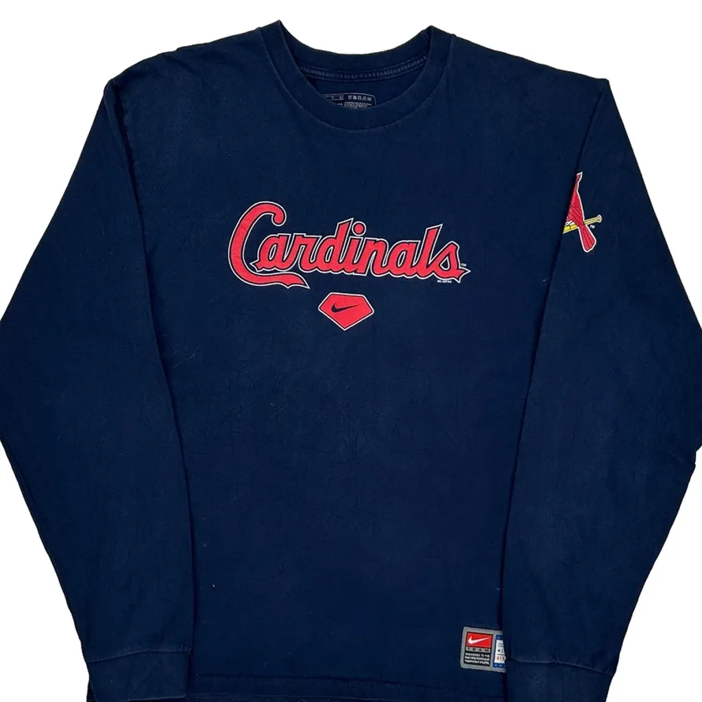 Cardinals Nike Mlb Long Sleeve T-Shirt - Medium Navy Cotton - Image 5