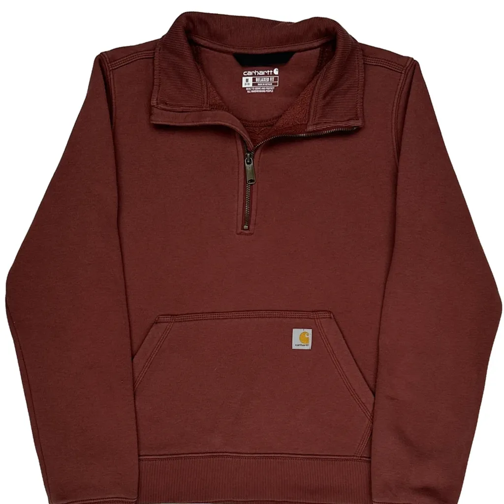 Carhartt 1/4 Zip - Medium Burgundy Cotton - Image 4
