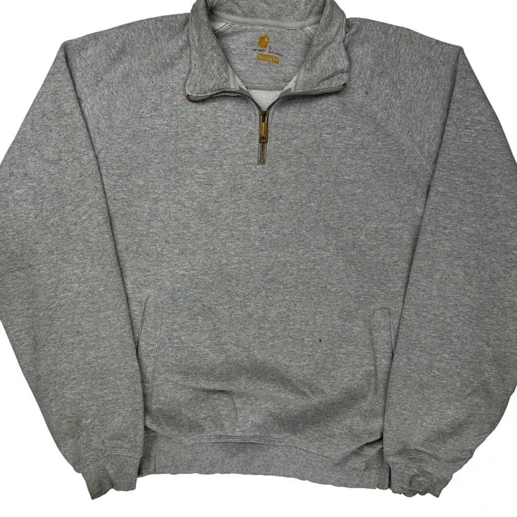 Carhartt 1/4 Zip - Large Gray Cotton - Image 4