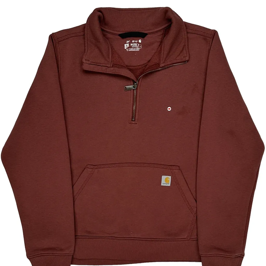 Carhartt 1/4 Zip - XL Brown Cotton - Image 6