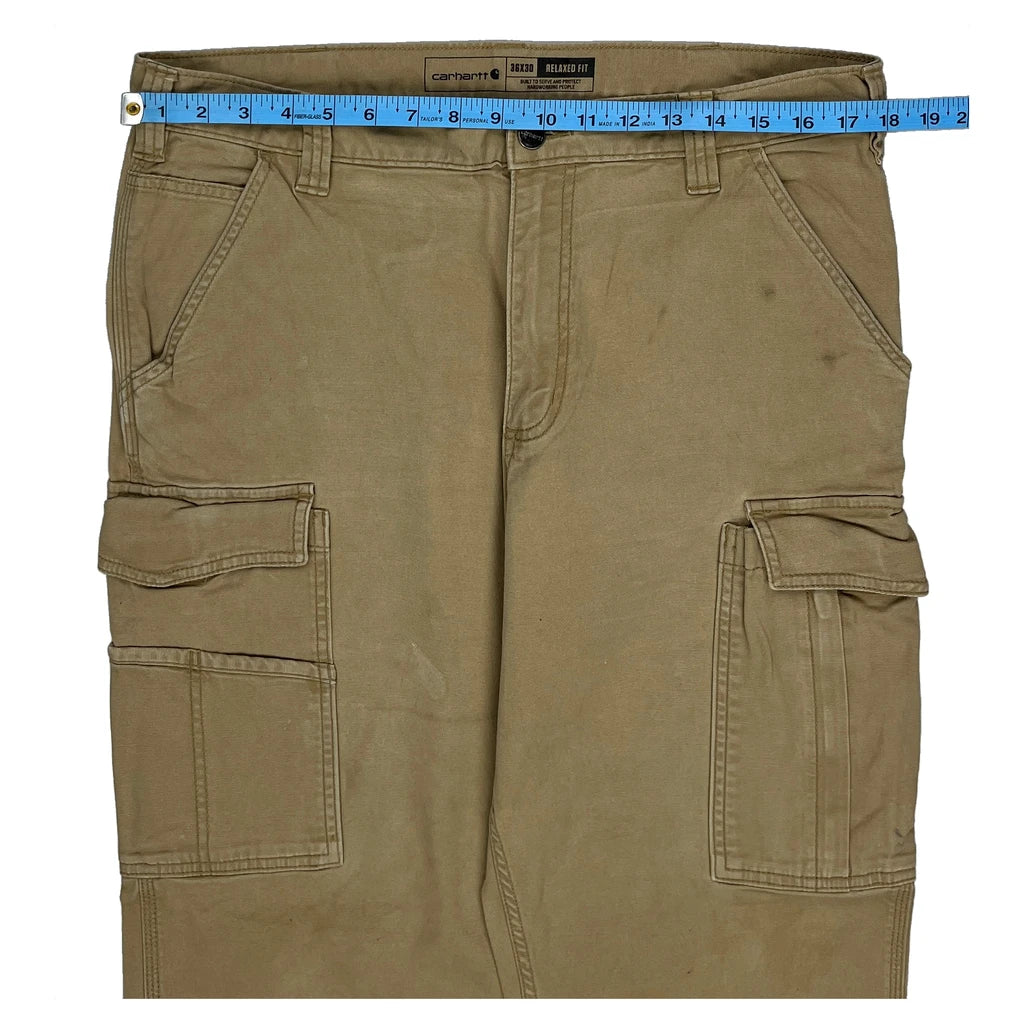 Carhartt Cargo Pants - 36W 28L Beige Cotton - Image 2