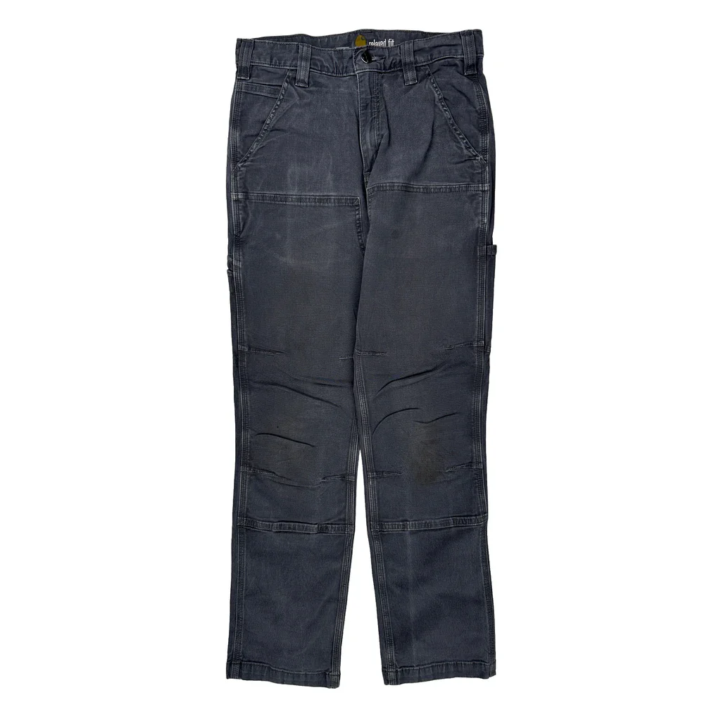 Carhartt Double Knee Cargo Pants - 30W 31L Gray Cotton Blend - Image 2