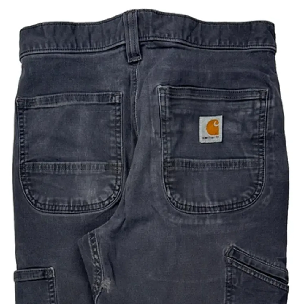 Carhartt Double Knee Cargo Pants - 30W 31L Gray Cotton Blend - Image 7