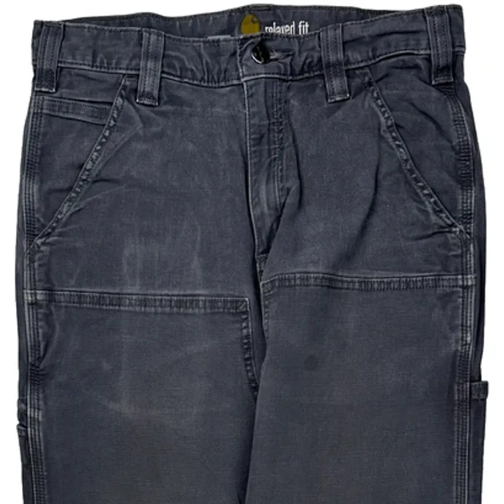 Carhartt Double Knee Cargo Pants - 30W 31L Gray Cotton Blend - Image 9