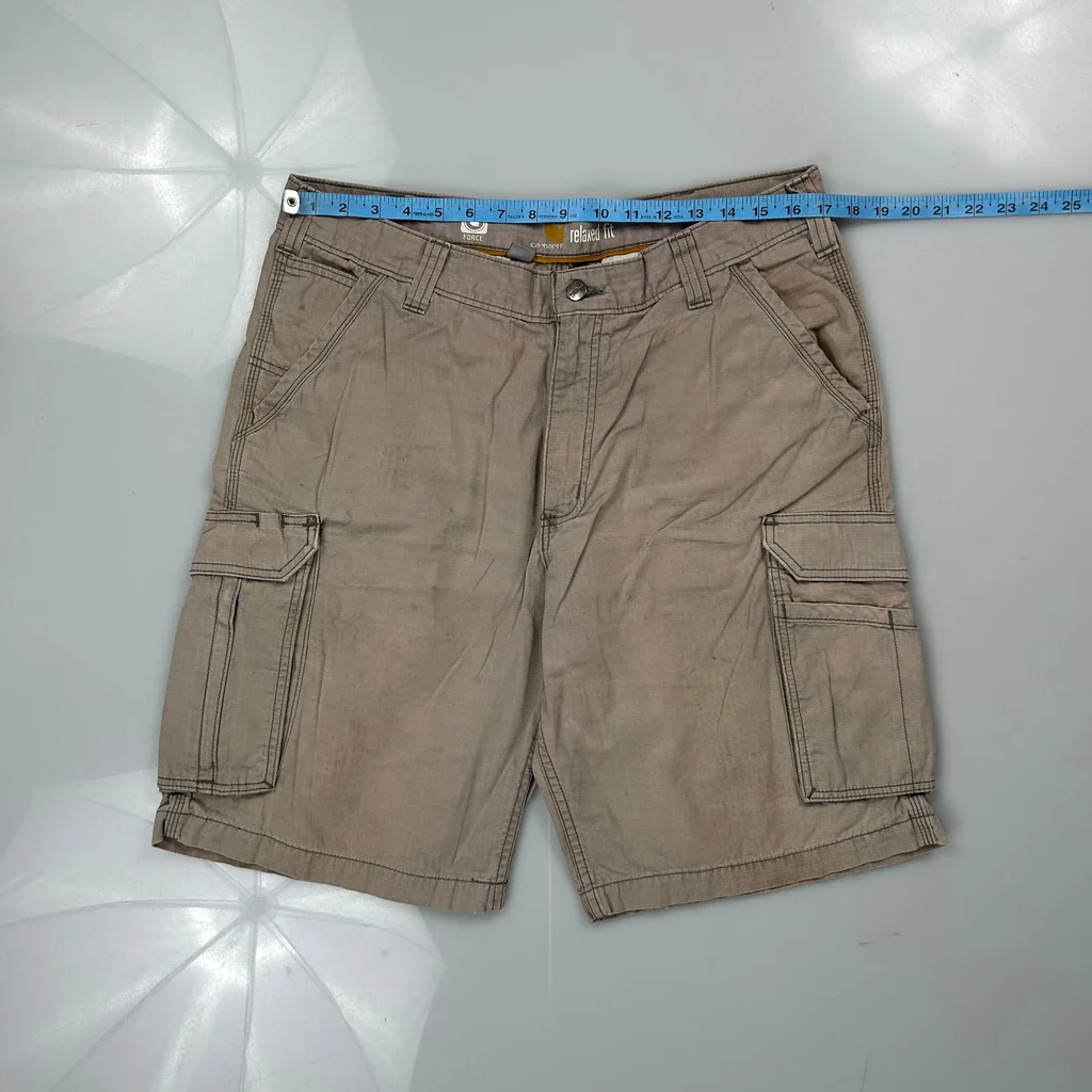 Carhartt Cargo Shorts - 34W 11L Beige Cotton - Image 3