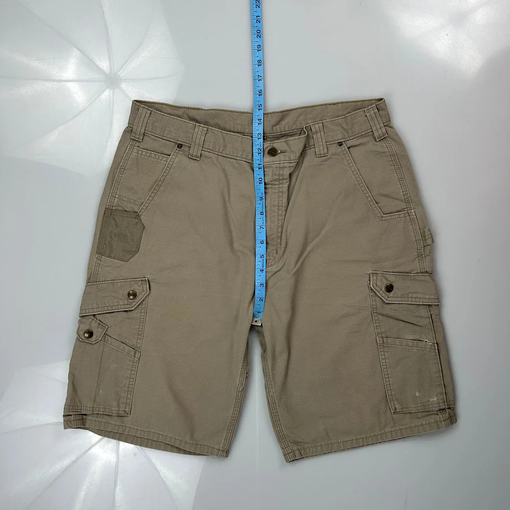Carhartt Cargo Shorts - 34W 11L Khaki Cotton - Image 4