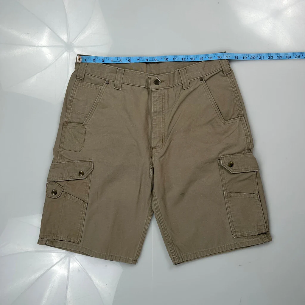 Carhartt Cargo Shorts - 36W 11L Khaki Cotton - Image 3