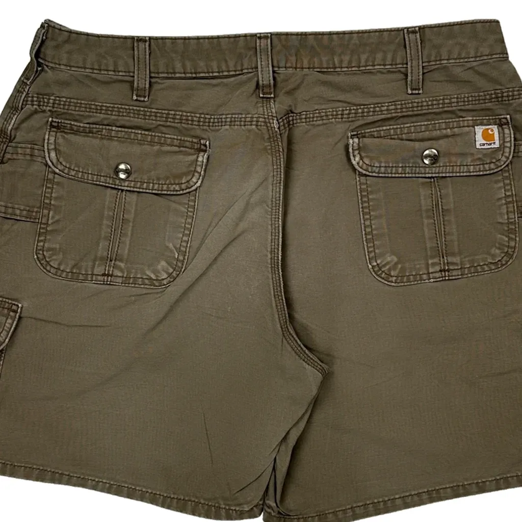 Carhartt Cargo Shorts - 33W UK 14 Khaki Cotton - Image 7