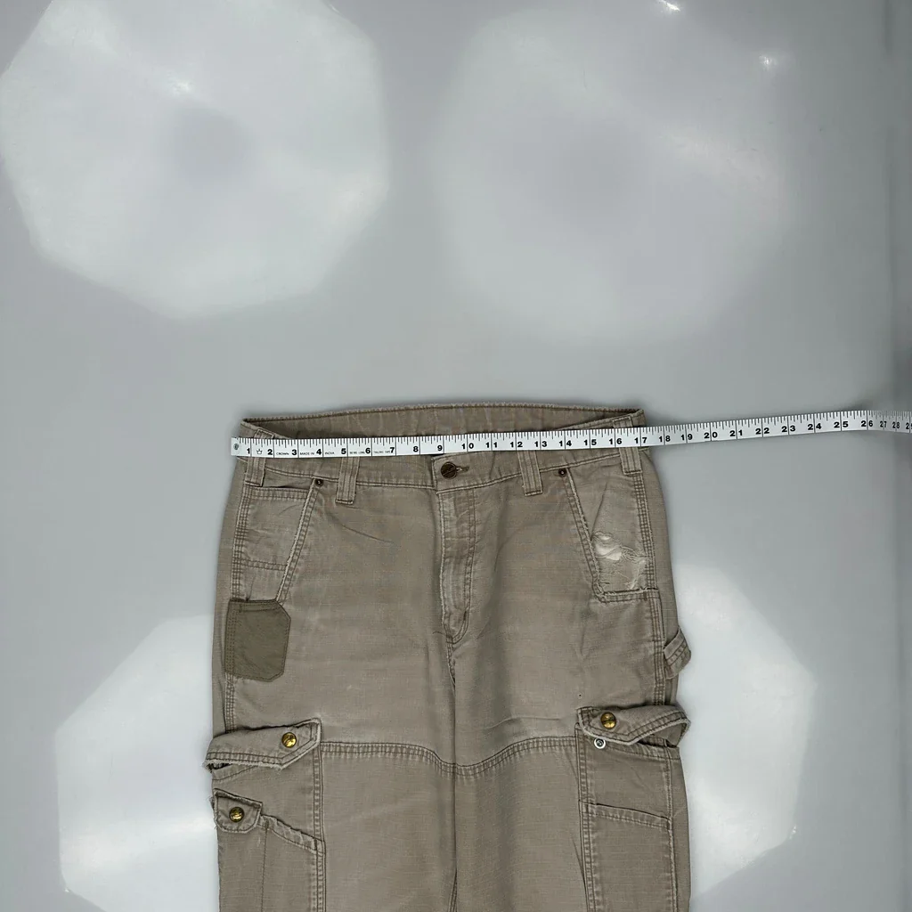 Carhartt Double Knee Cargo Trousers - 34W 33L Beige Cotton - Image 3