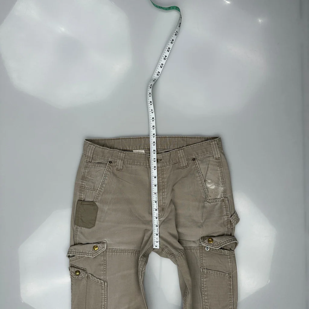 Carhartt Double Knee Cargo Trousers - 34W 33L Beige Cotton - Image 4
