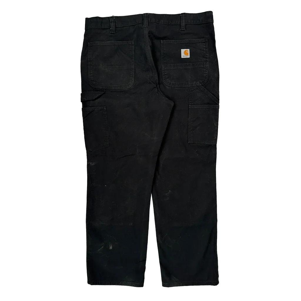 Carhartt Double Knee Cargo Trousers - 37W 31L Black Cotton
