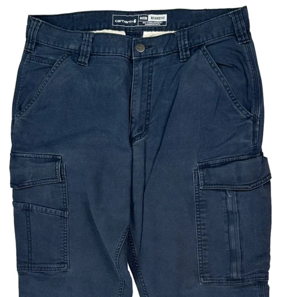 Carhartt Cargo Trousers - 34W 30L Blue Cotton - Image 10
